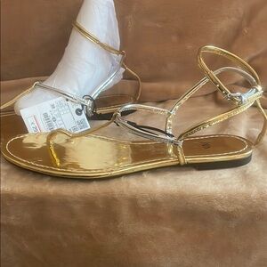 Zara Gold and Silver Women's Sandals